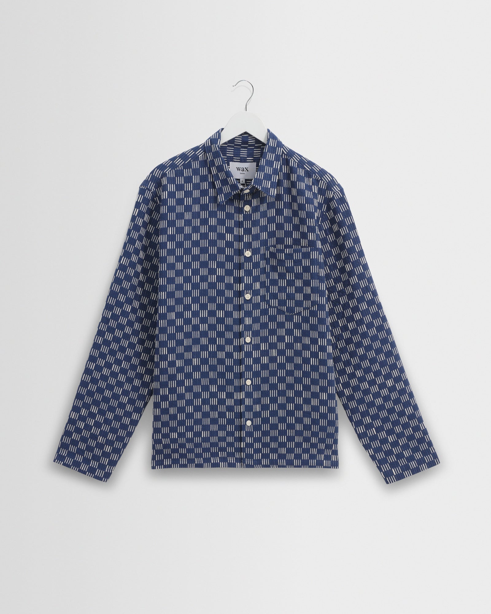 Breton And Ecru Geometric Grid Stitch Overshirt
