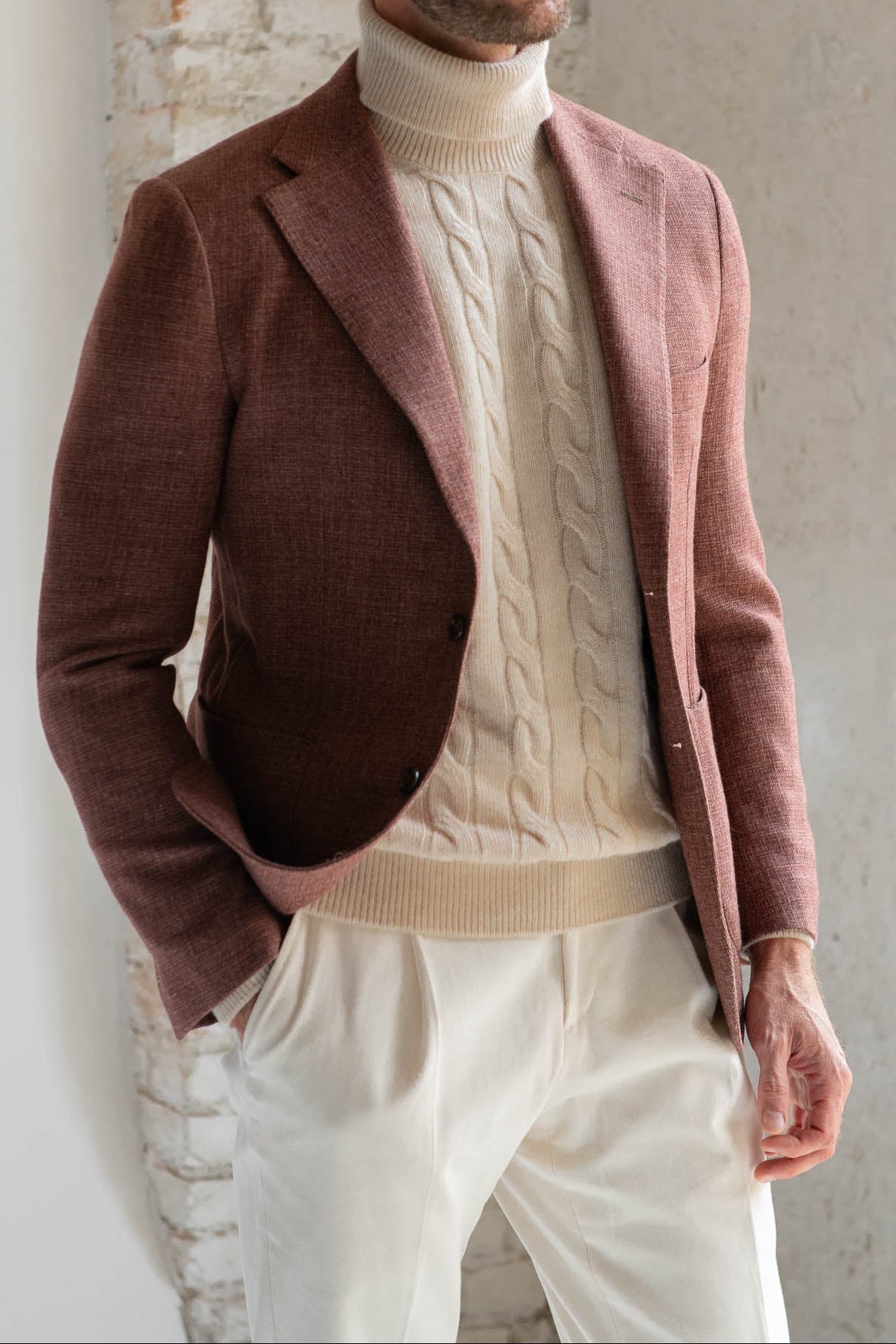 Jacket In Wool Cotton And Silk Made In Italy