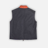 Red Quilted Gilet With Navy Knitted Back