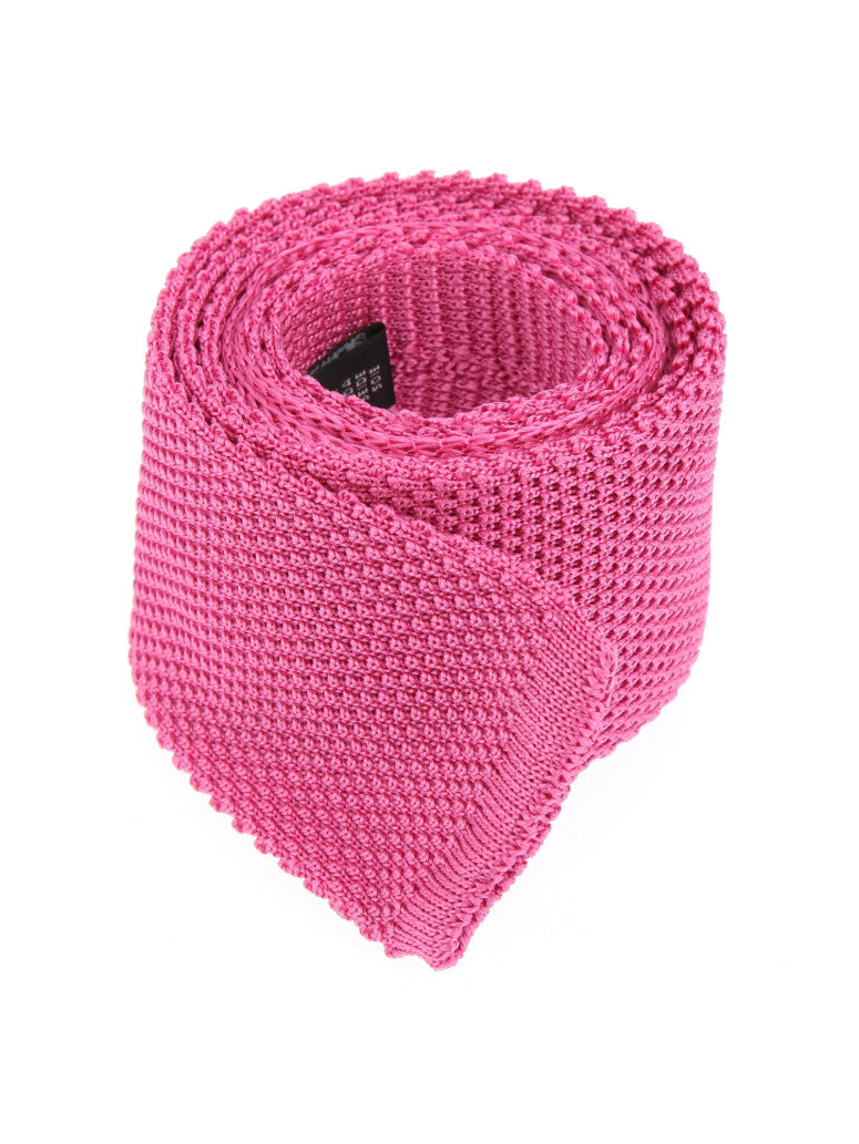 Bright Pink Knitted Tie Monza