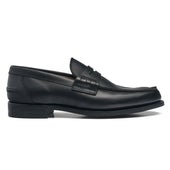 Brody D Penny Loafer in Black Hydro Pull Up Leather