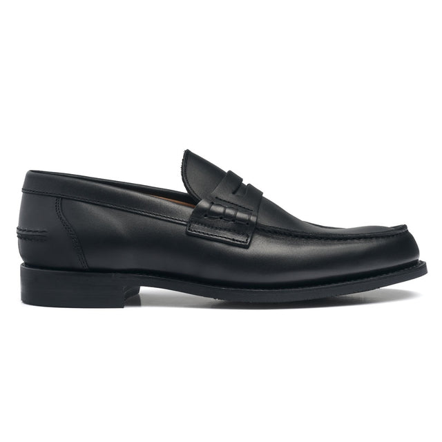 Brody D Penny Loafer in Black Hydro Pull Up Leather