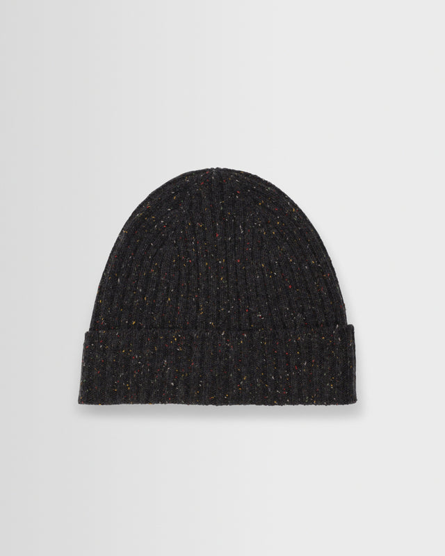 Brook - Charcoal Donegal Single Rib Wool Beanie