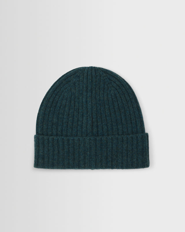 Brook - Forest Green Single Rib Wool Beanie