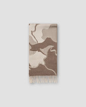 Brown Floral Jacquard Wool Scarf