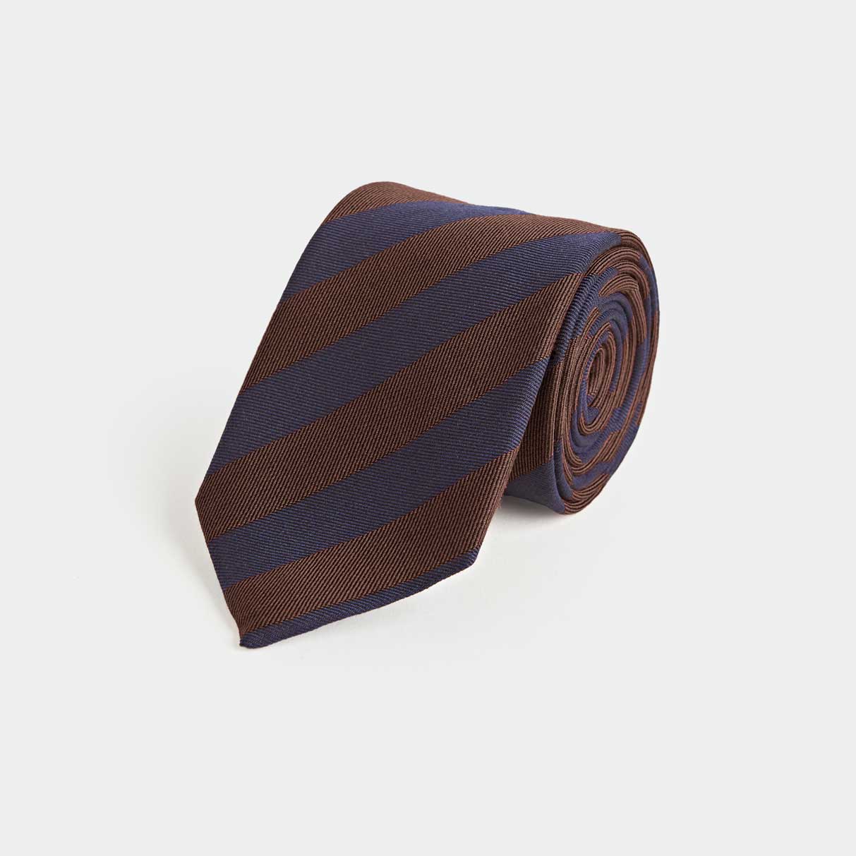 Block Stripe Wool Silk Blend Tie