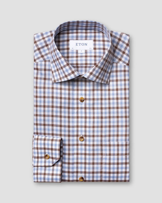 Braun-blau kariertes Flanellhemd - Eton
