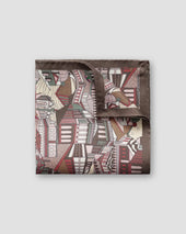 Brown City Print Silk Pocket Square