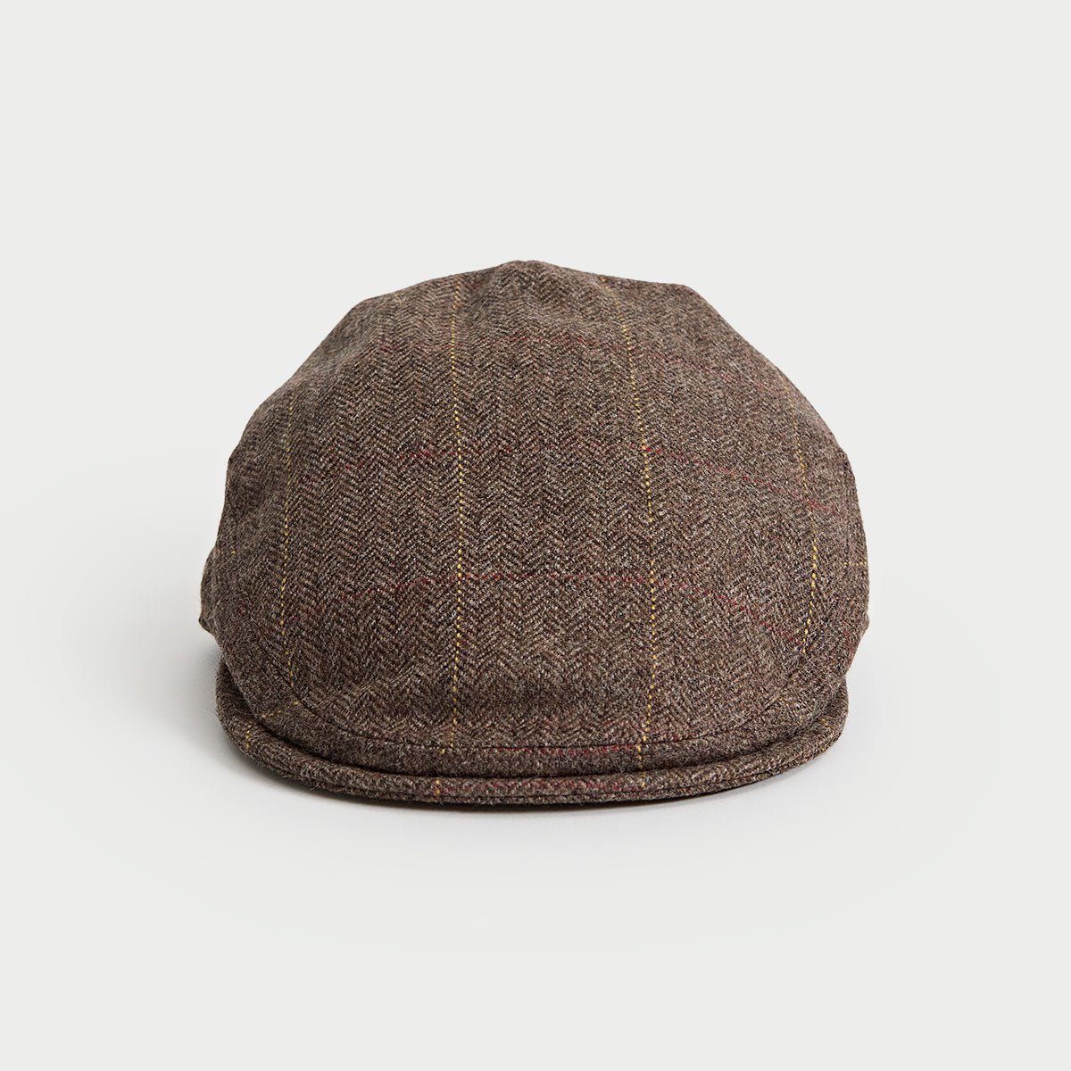 Coffee Square Check Wool Flat Cap