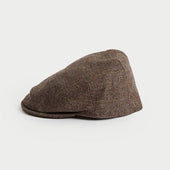 Coffee Square Check Wool Flat Cap