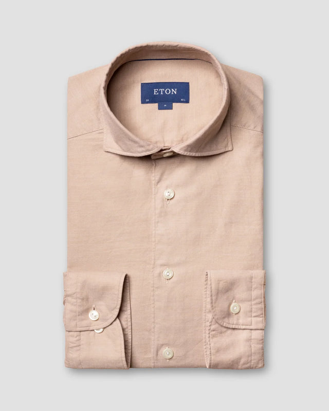Braunes Twill-Hemd aus Baumwolle und Seide - Eton