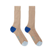 Short Light Brown Cotton Socks With Contrast Heel Toe