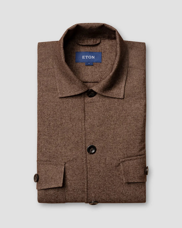 Brown Cotton–wool–cashmere Flannel Overshirt - Eton