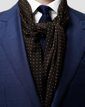 Brown Dots Wool and Silk Scarf