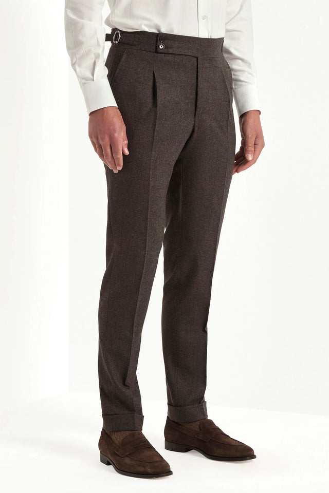 Brown flannel Soragna trousers - Made in Italy