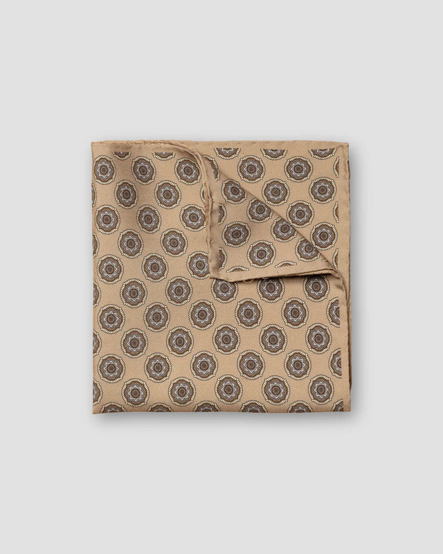 Brown Geometric Print Fuji Silk Pocket Square