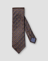 Braune Seidenkrawatte mit geometrischem Muster