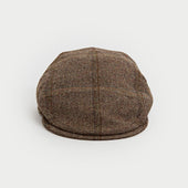 Brown Glencoe Wren Check Wool Flat Cap