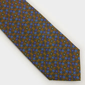 Green Blue Floral Printed Silk Tie