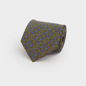 Brown, Green & Blue Floral Printed Silk Tie