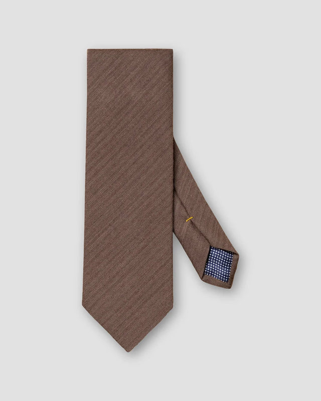 Braune Herringbone-Krawatte aus einer Baumwoll-Woll-Mischung