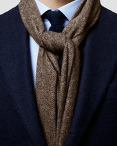Brown Herringbone Wool Scarf