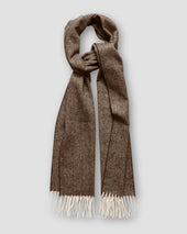 Brown Herringbone Wool Scarf