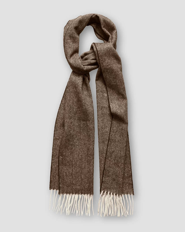 Brown Herringbone Wool Scarf