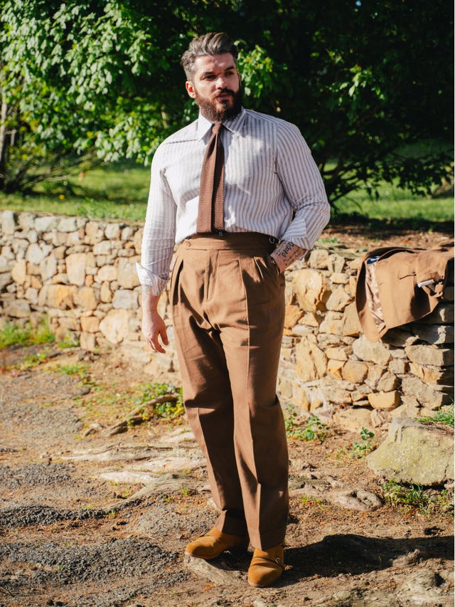 Brown High-Waisted Trousers - Litha