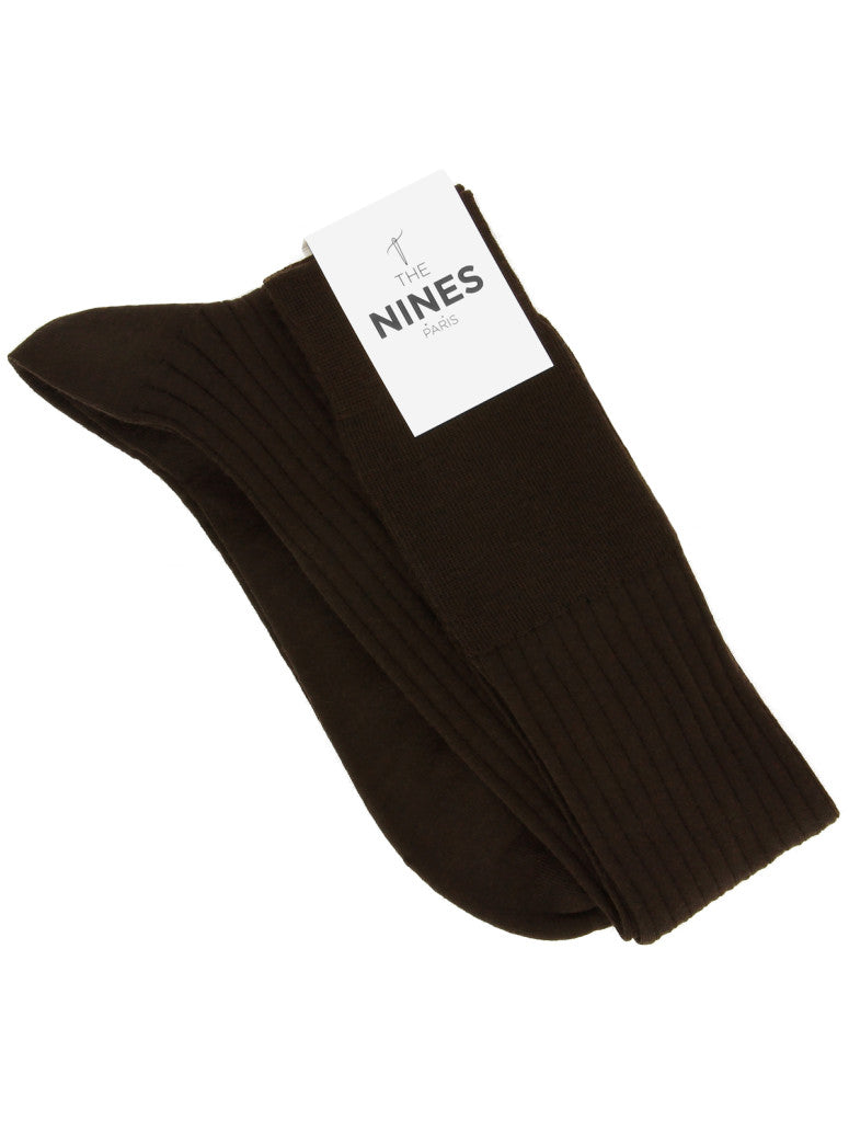 Dark Brown Pure Merino Wool Knee Socks