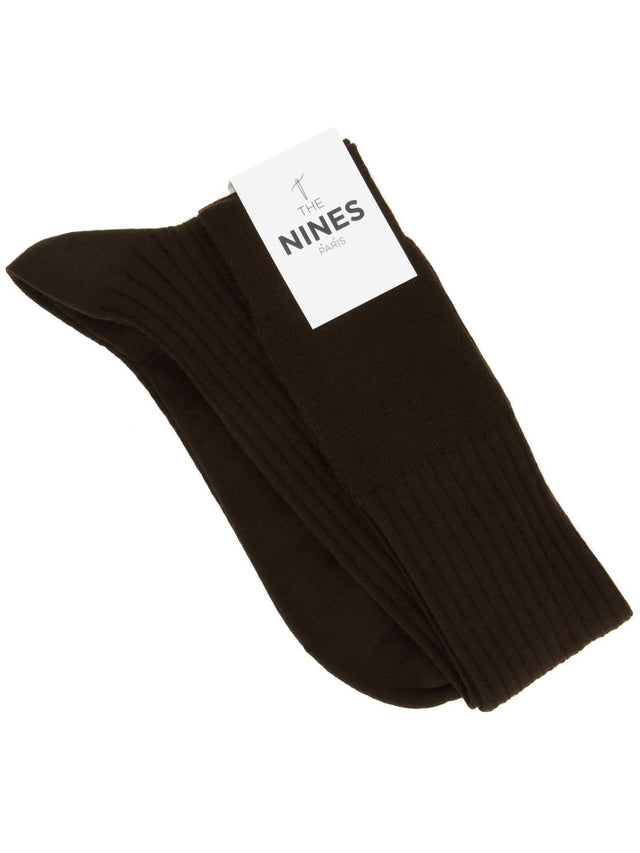 Dark brown pure merino wool knee socks