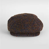 Brown Large Pick & Pick Donegal Tweed Wool Gatsby Cap