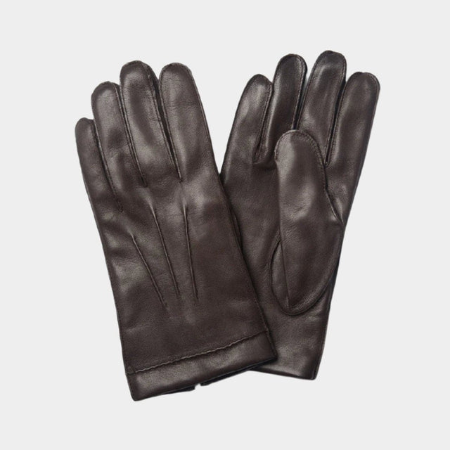 Brown Leather Dress Gloves with Cashmere Lining