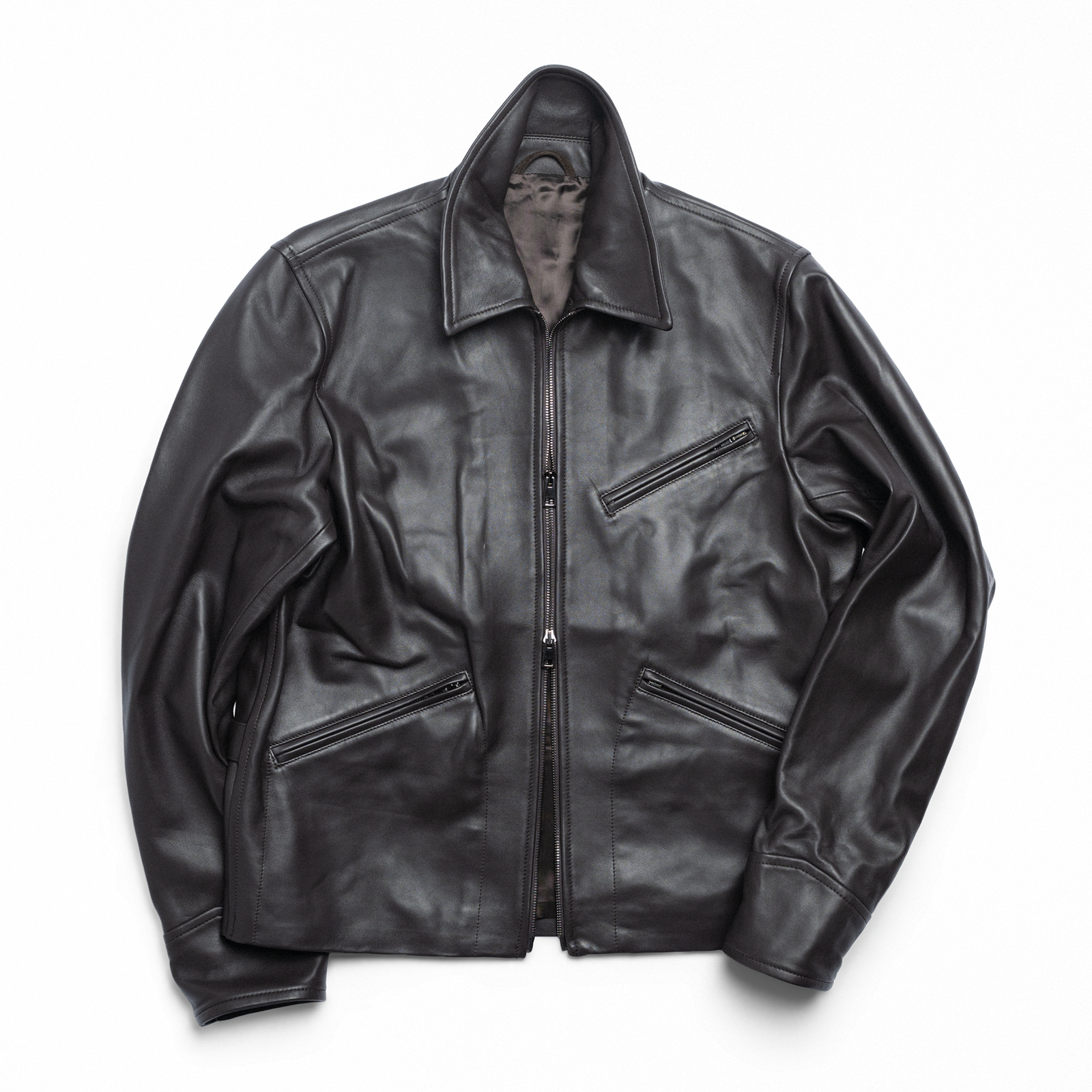 Dark Brown Lambskin Racer Jacket