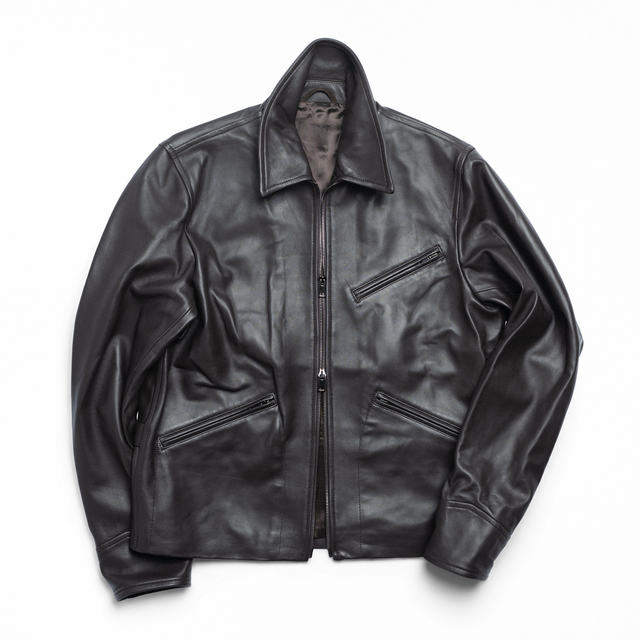 Dark Brown Lambskin Racer Jacket