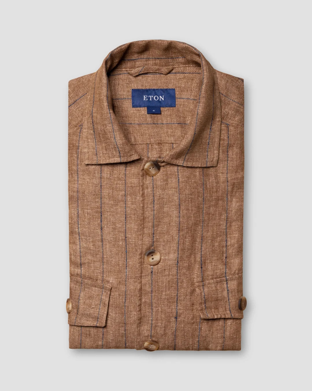 Striped Linen Twill Overshirt Eton