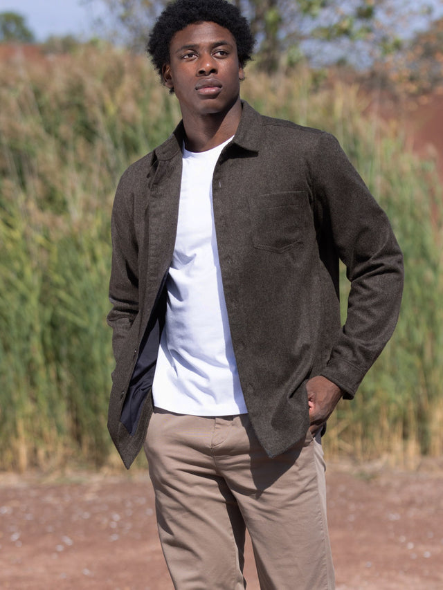 Brown Blend Wool Overshirt