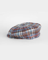 Multicolour Check Silk Linen Wool Gatsby Cap