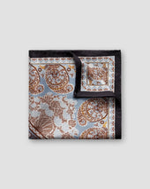 Brown paisley cotton & silk pocket square
