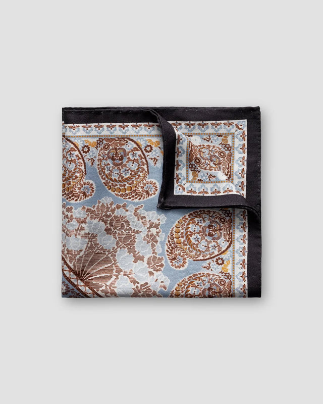 Brown paisley cotton & silk pocket square