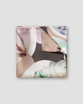 Brown Palm Print Silk Twill Pocket Square