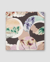 Brown Palm Print Silk Twill Pocket Square