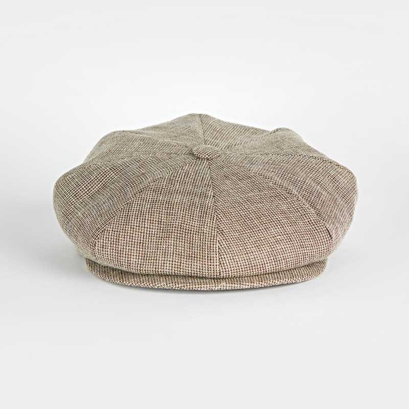 Micro Houndstooth Cotton Linen Gatsby Cap