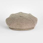 Brown Micro Houndstooth Cotton & Linen Gatsby Cap