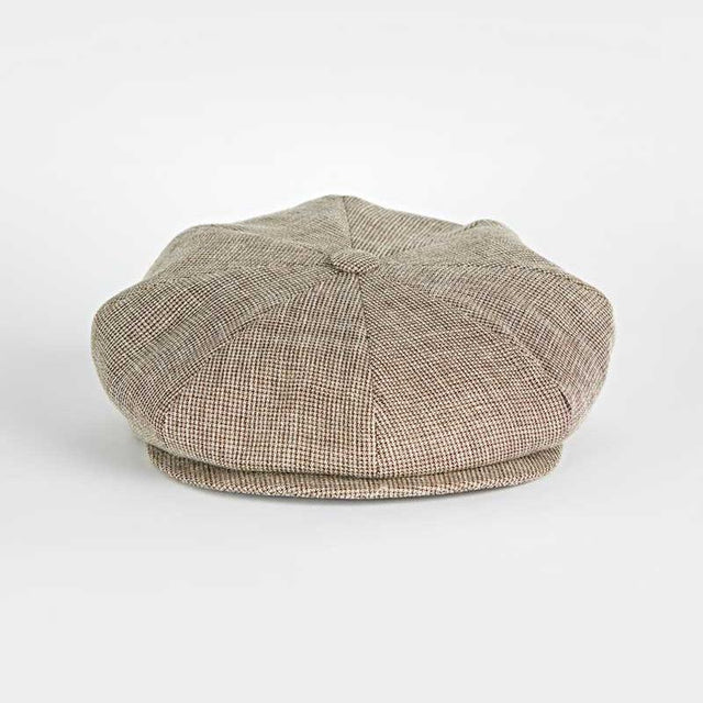 Brown Micro Houndstooth Cotton & Linen Gatsby Cap