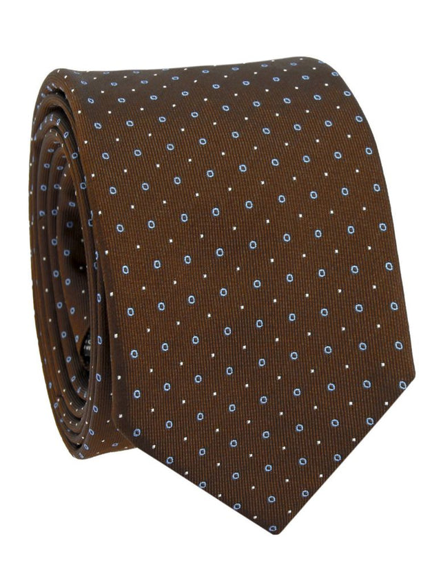 Brown polka dot silk tie