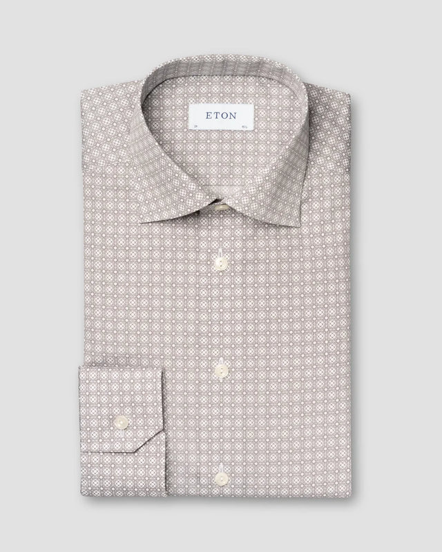 Brown Poplin Shirt - Eton