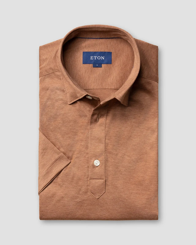 Braunes jersey popover Hemd - kurzarm - Eton