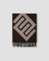 Brown Double Sided Wool Scarf with E-print