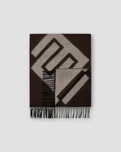 Brown Double Sided Wool Scarf with E-print